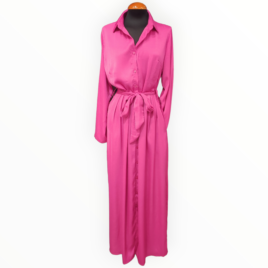 Vestido satén bolsillos