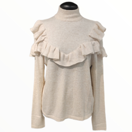 Suéter beige volantes
