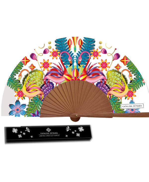 Abanico flamencos blanco