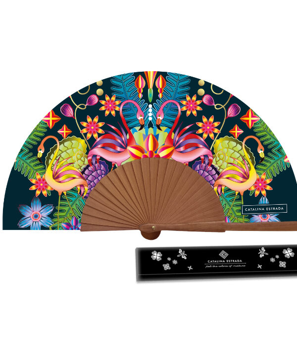 Abanico flamencos negro
