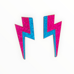 Pendientes Rayo Fucsia/Azul