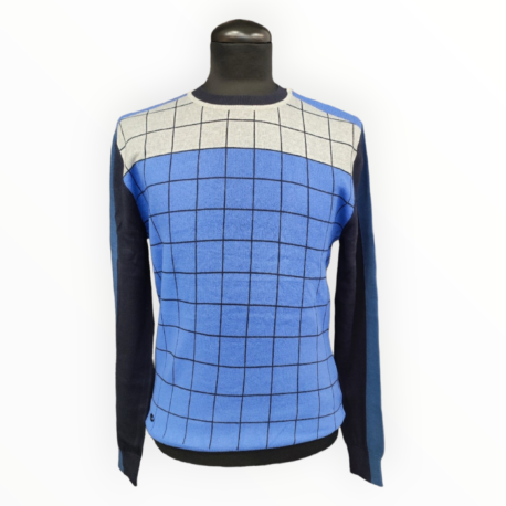 jersey punto cuadros azul
