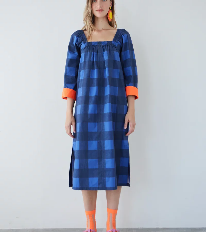 Vestido Sorbete Vichy Azul1