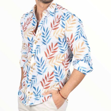 Camisa hojas blanca