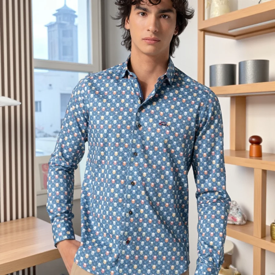 Camisa calaveras multicolor