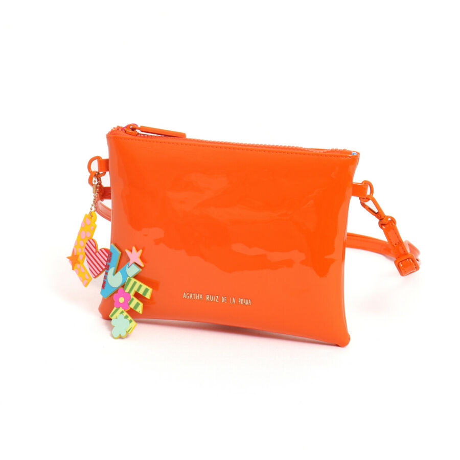 bolso plano love naranja