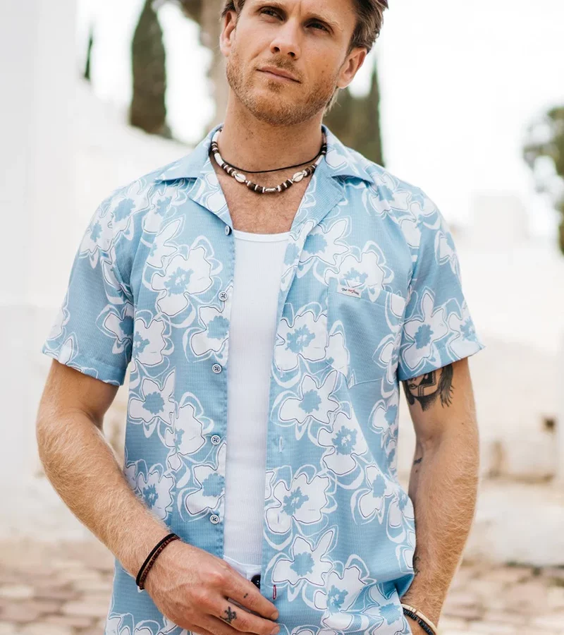 CAMISA BOWLING CELESTE