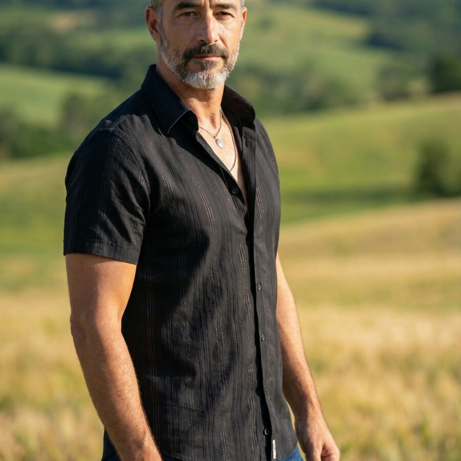 CAMISA PLISADA NEGRA