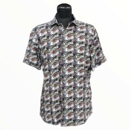 Camisa Hawaiana skulls hojas