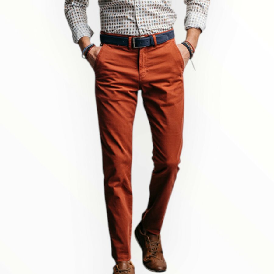 pantalon slim terracota