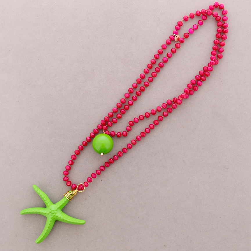 collar largo estrella mar verde