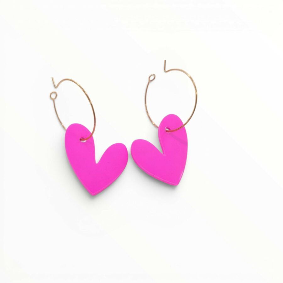 PENDIENTES CORAZON FLUOR F
