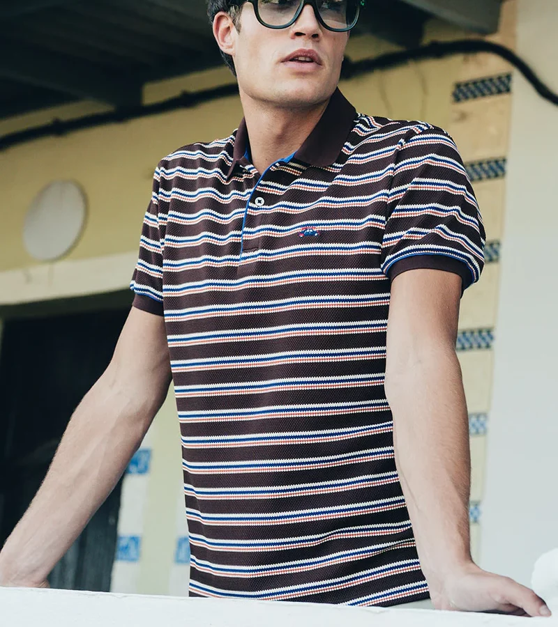 POLO JACQUARD MARRÓN