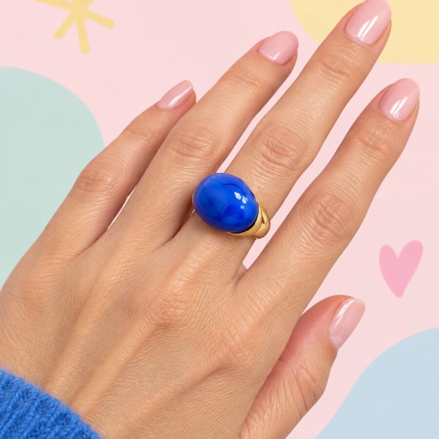 ANILLO ESMALTE AZUL