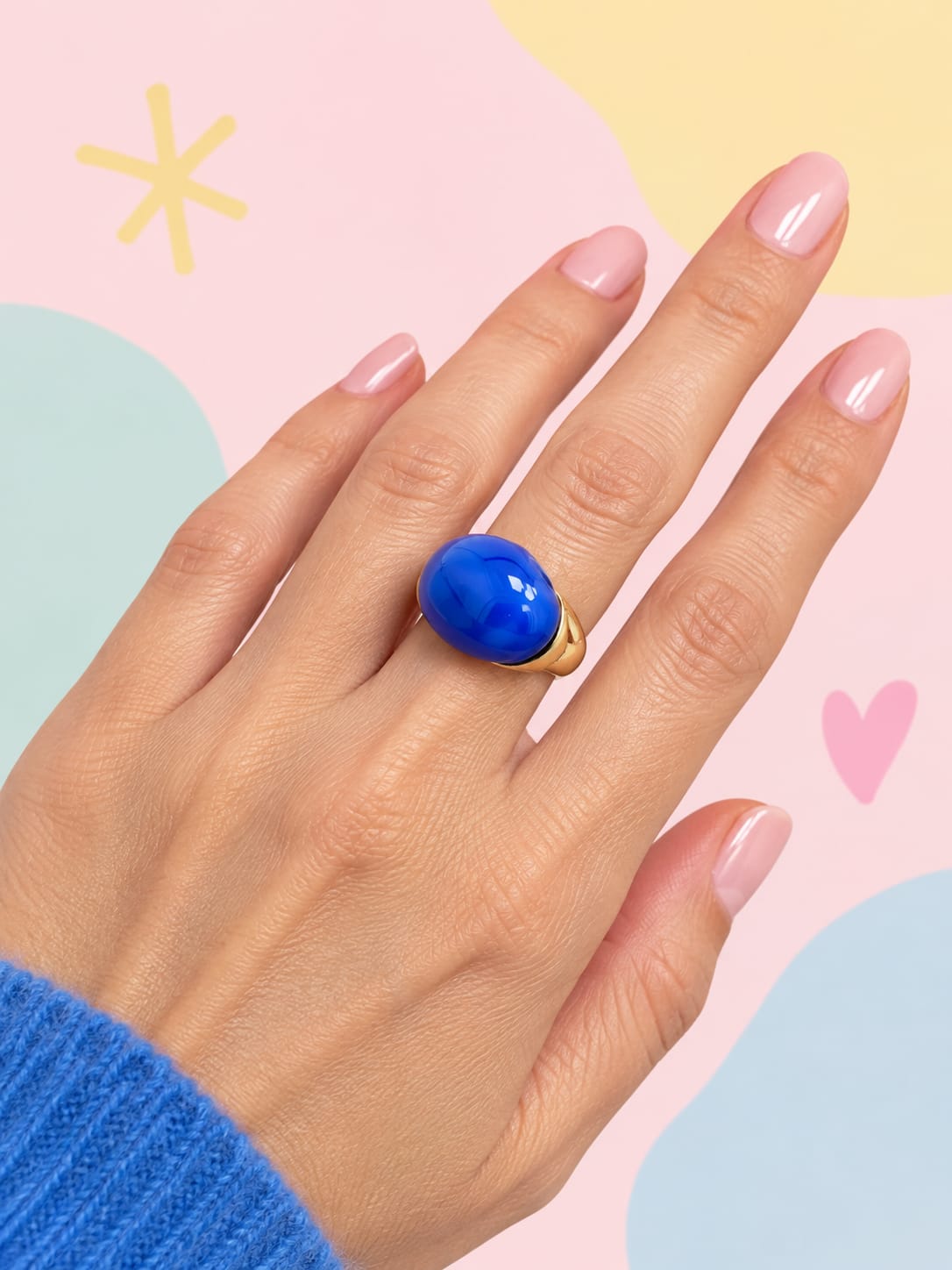 ANILLO ESMALTE AZUL