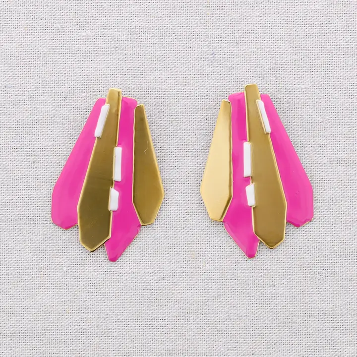 PENDIENTES GEO FUCSIA