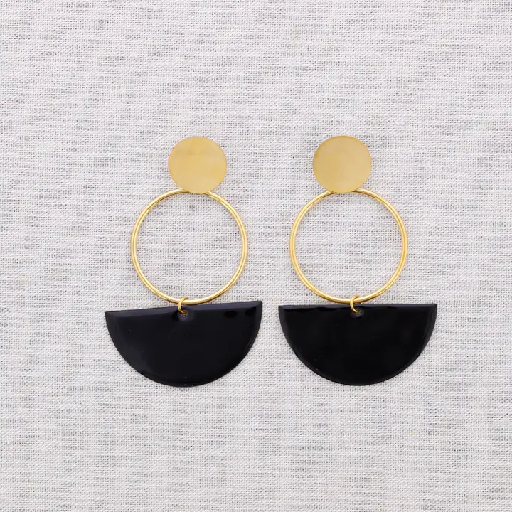 PENDIENTES SEMICIRCULO NEGRO