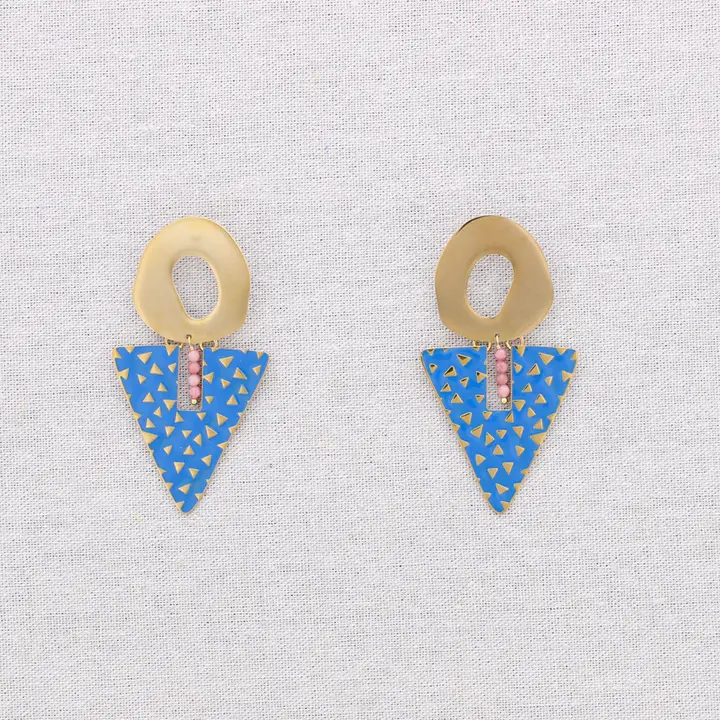 PENDIENTES TRIANGULO AZUL