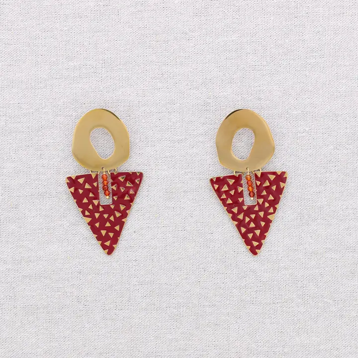 PENDIENTES TRIANGULO ROJO